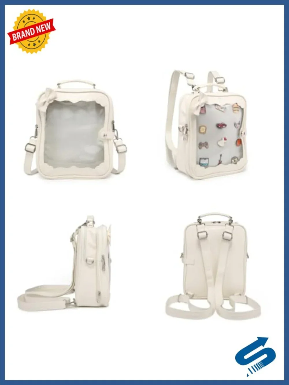 Kawaii Ita Bag Crossbody Backpack Clear Window Display Case for Anime Pins